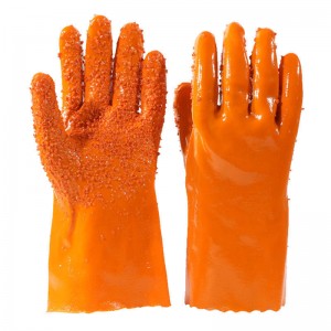 2021 China New Design Pvc Gloves Safe For Food Handling – Orange Raised Finish PVC Coated Glove Pvc Industry Gloves – Red Sunshine