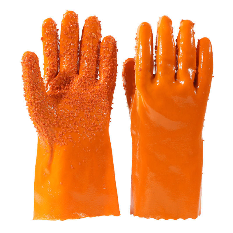 China wholesale Pvc Gloves - Orange Raised Finish PVC Coated Glove Pvc Industry Gloves – Red Sunshine detail pictures