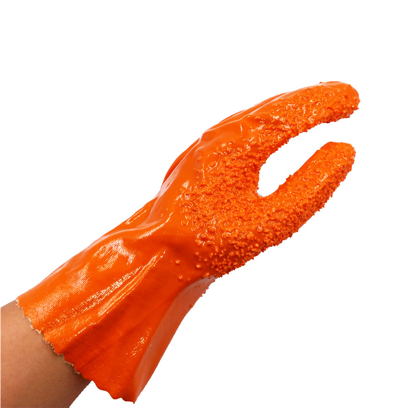 China wholesale Pvc Gloves - Orange Raised Finish PVC Coated Glove Pvc Industry Gloves – Red Sunshine detail pictures