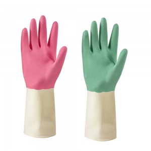 Hot Sale for Household Gloves Suppliers -
 Pink White Double Color Water and Oil Resistant Household Dishwashing Cleaning Latex Safety Work Gloves – Red Sunshine