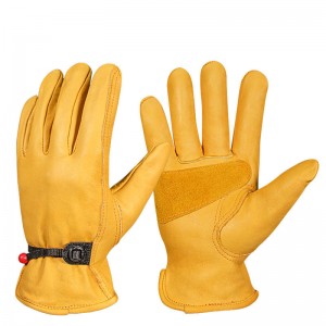 China wholesale Leather Work Gloves - Premium Yellow Full Grain Cowhide Forklift Truck Driver Gloves with Wrist Closure Protective Leather Gardening Working Gloves – Red Sunshine