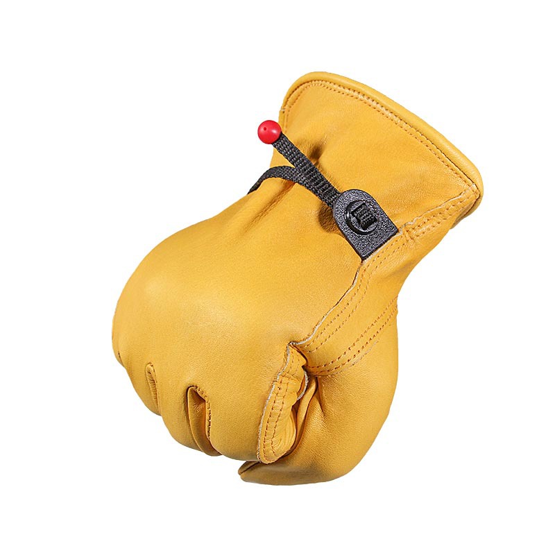 2021 wholesale price Mens Leather Driving Gloves - Premium Yellow Full Grain Cowhide Forklift Truck Driver Gloves with Wrist Closure Protective Leather Working Gloves – Red Sunshine detail pictures