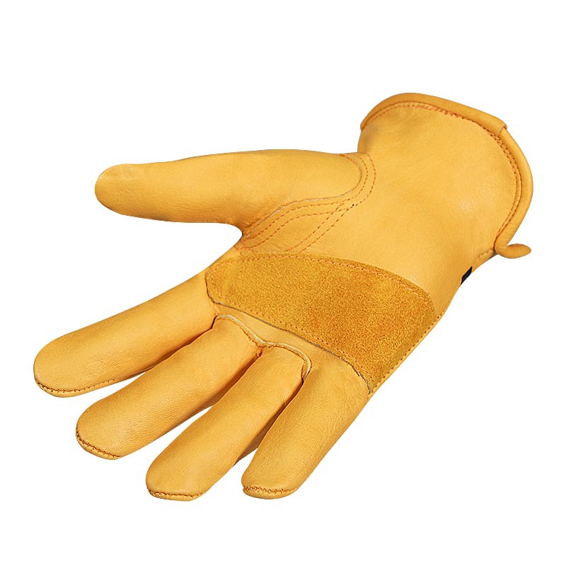 2021 wholesale price Mens Leather Driving Gloves - Premium Yellow Full Grain Cowhide Forklift Truck Driver Gloves with Wrist Closure Protective Leather Working Gloves – Red Sunshine detail pictures