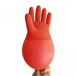Red 35cm Chemical Resistant Industrial Rubber Gloves with Wrinkle Palm for Heavy Duty Working Hand Protection Glove