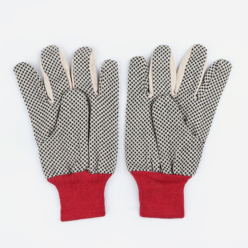 Chinese wholesale White Cotton Gloves Near Me - Red & White PVC Dotted Drill Gloves Wrist Work Gloves Hand Protection Knitted Gloves Cotton & Poly Cotton Fabric all Sizes – Red Sunshine detail pictures