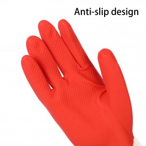 Two Color Anti Slip Multipurpose Food Grade Dish Washing Cleaning Kitchen Dipped Rubber Latex Household Gloves