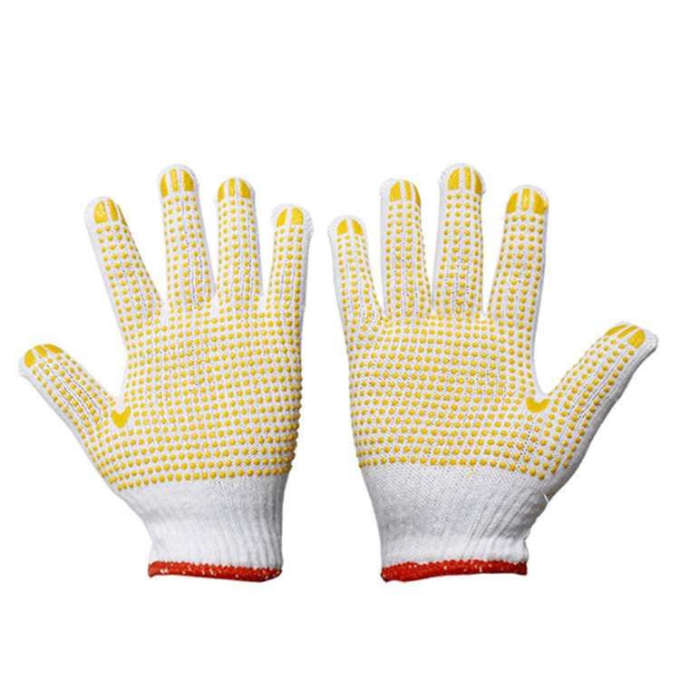 Best quality Mens Black Cotton Gloves - Safety Working Double Side PVC Dotted Cotton Knitted Hand Gloves Abrasion Resistant Anti-Slip Factory Supplier Labor Gloves for Construction Workers – Red Sunshine detail pictures