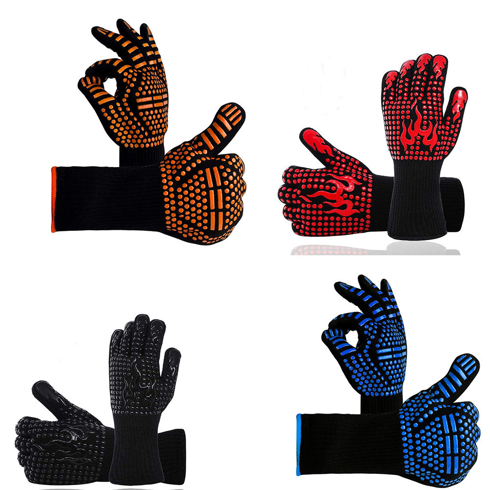 OEM/ODM China Cotton Palm Impact Gloves - BBQ Gloves, 1472°F Heat Resistant Grilling Gloves Silicone Non-Slip Oven Gloves Long Kitchen Gloves for Barbecue, Cooking, Baking, Cutting – Red Sunshine detail pictures