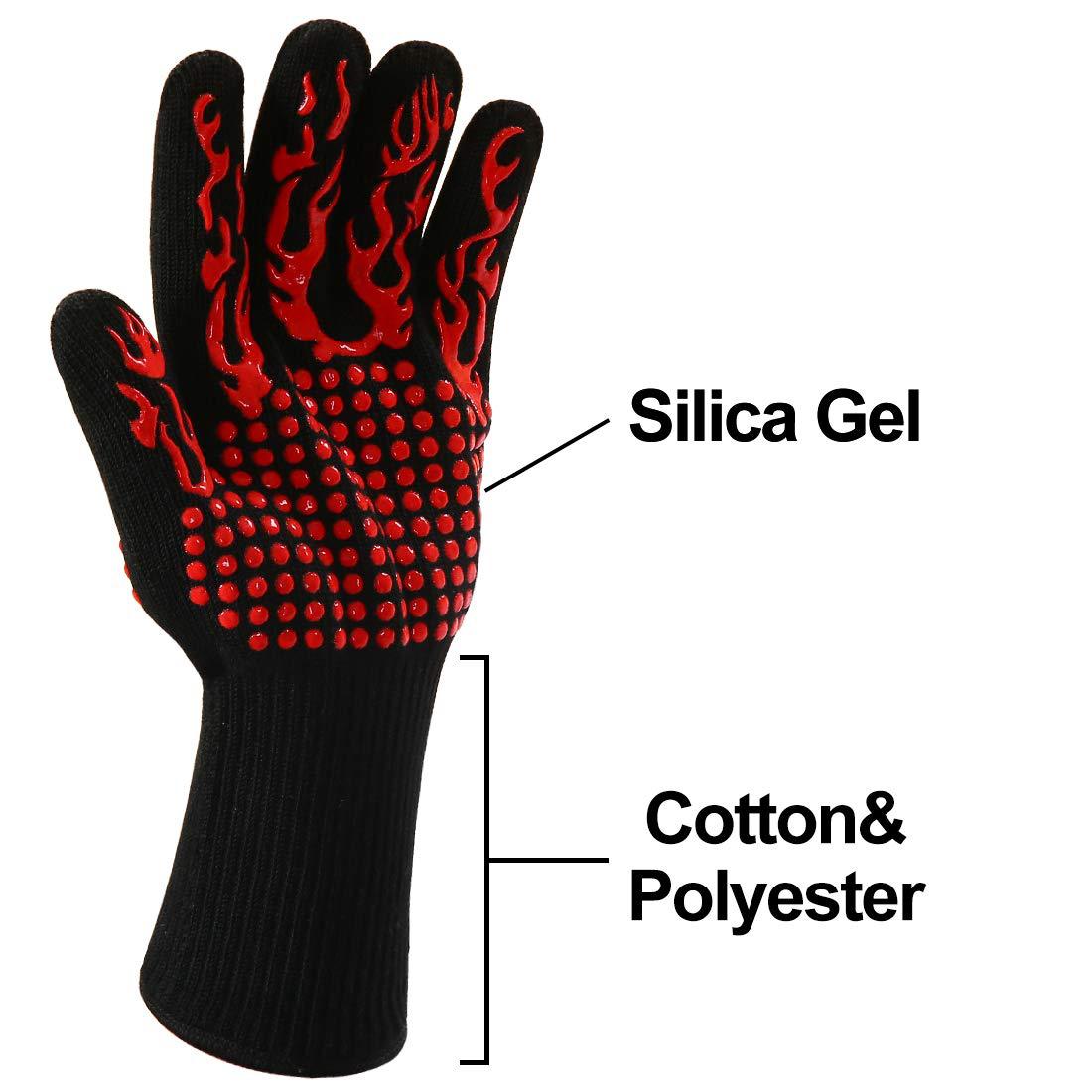 OEM/ODM China Cotton Palm Impact Gloves - BBQ Gloves, 1472°F Heat Resistant Grilling Gloves Silicone Non-Slip Oven Gloves Long Kitchen Gloves for Barbecue, Cooking, Baking, Cutting – Red Sunshine detail pictures